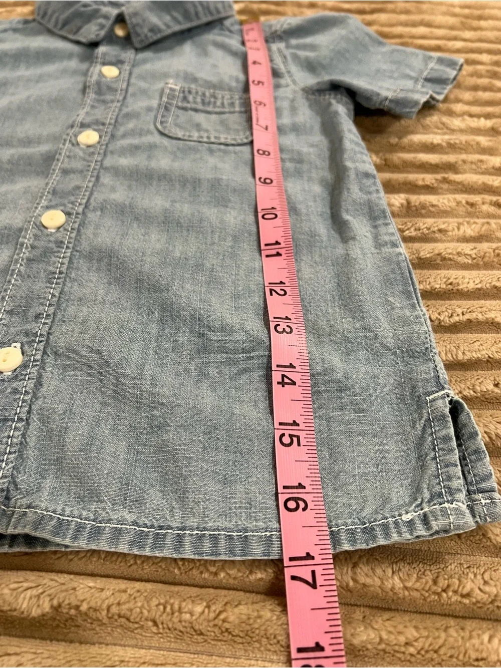 OshKosh B’gosh Toddler Boys Light Wash Denim Button Down Shirt- 4T- 100% Cotton